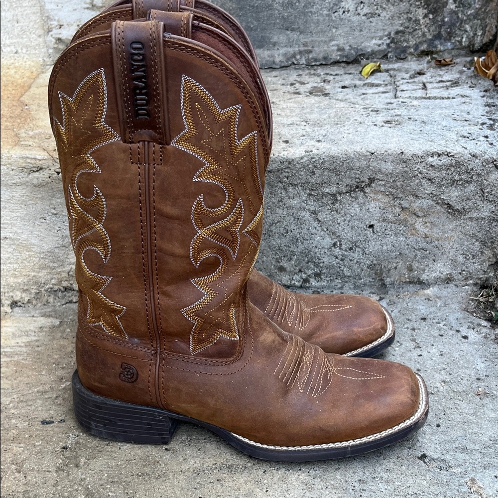 Durango Tan Western Boots with Leaf Stitching